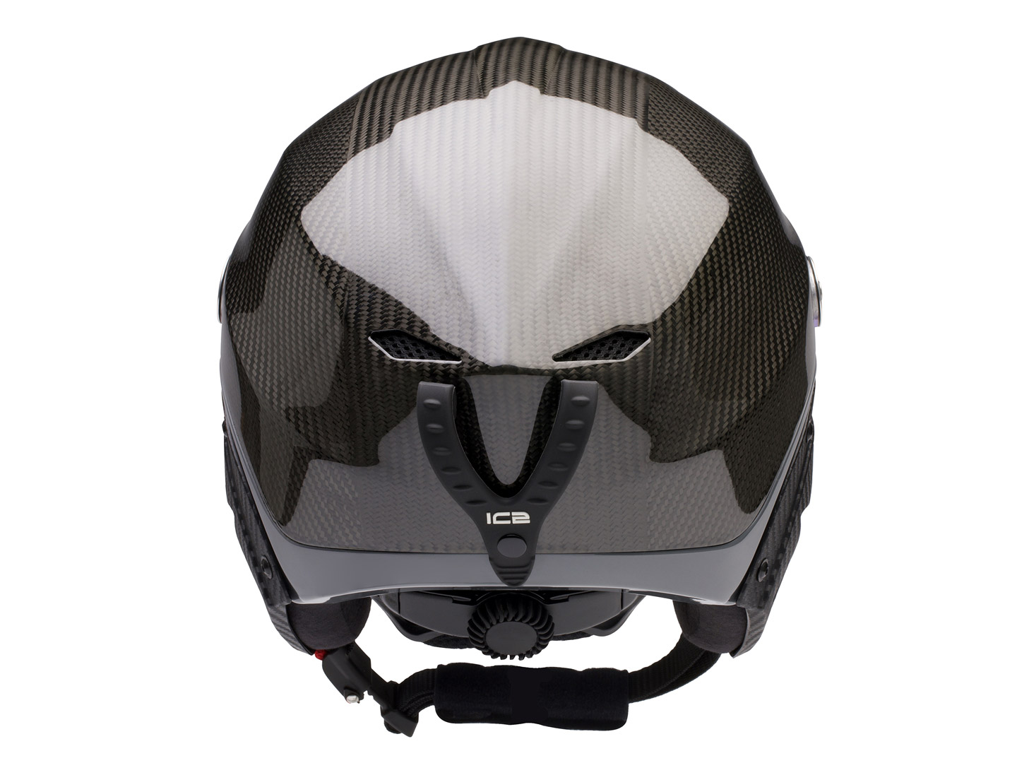 Nevo helmet, gloss-finish carbon fibre, grey edge trim